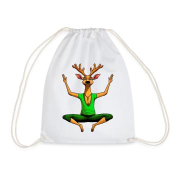 Yoga Deer - Drawstring Bag - white - Front