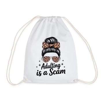 adulting_is_a_scam_png1 - Drawstring Bag - white - Front