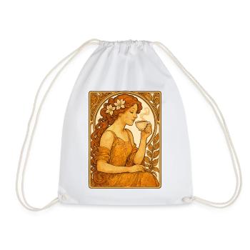 Cadeau de chemise café vintage Pin-Up Art nouveau - Sac de sport léger - blanc - Devant