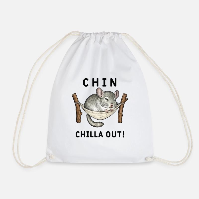 Chinchilla Chin ChillaOut Humor - Drawstring Bag - white