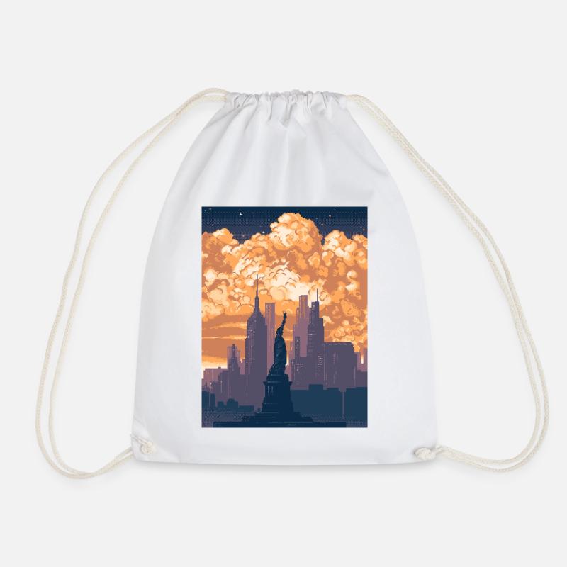 Retro Pixel Art Statue of Liberty - Turnbeutel - Weiß