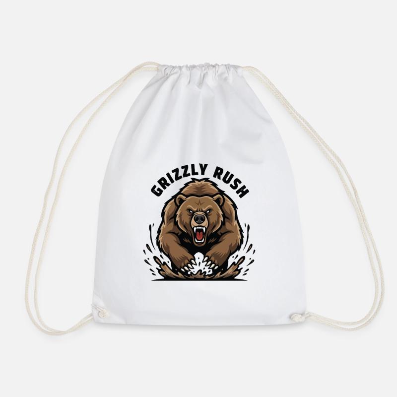 Grizzly Rush Bear Force Charge - Drawstring Bag - white