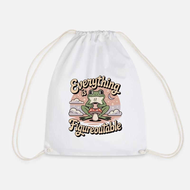 Everything is Figureoutable Frog - Drawstring Bag - white