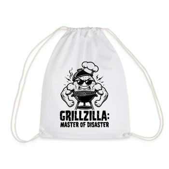 BBQ Grillmeister GRILLZILLA, Funny BBQ Hoodie - Drawstring Bag - white - Front