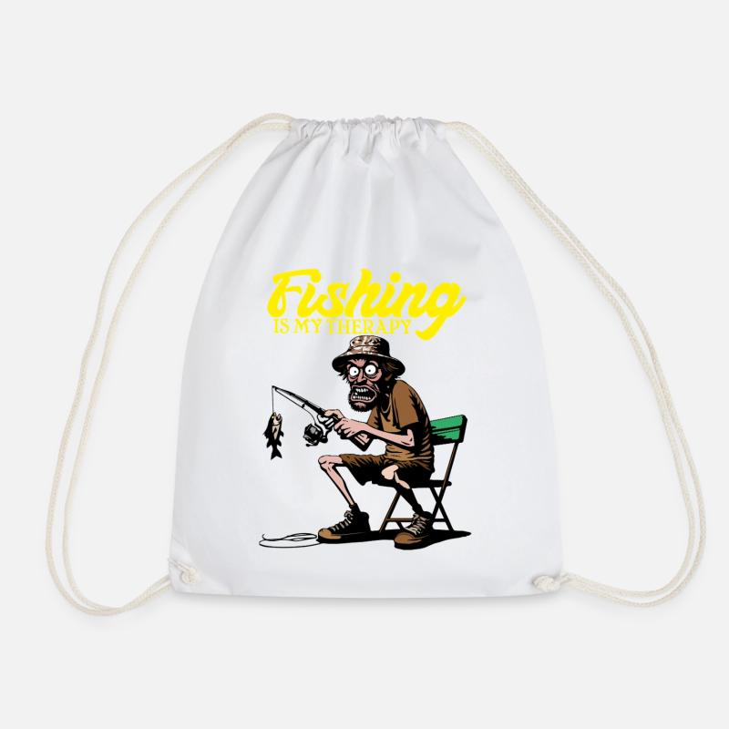 FishingTherapy - Drawstring Bag - white