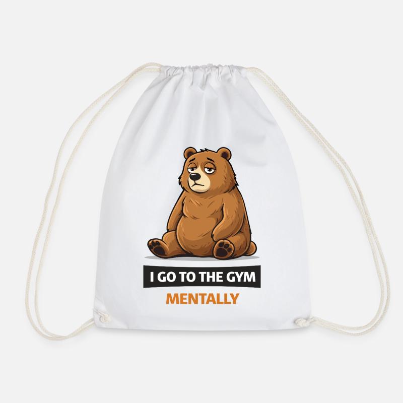 Bear in the Gym Mindset - Drawstring Bag - white