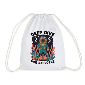 Deep Dive Pug Explorer Pug Diver - Drawstring Bag - white - Front