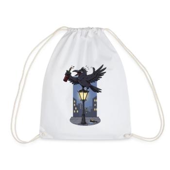 Irradiated raven on street lamp - Drawstring Bag - white - Front