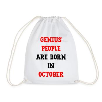 Baby Genius Geburtsgeschenk Oktober - Turnbeutel - Weiß - Vorne