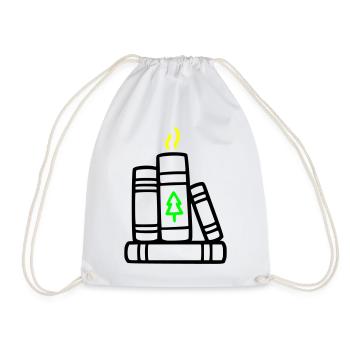 Stack of Books Tree Nature Reading Book Club Forest - Drawstring Bag - white - Front
