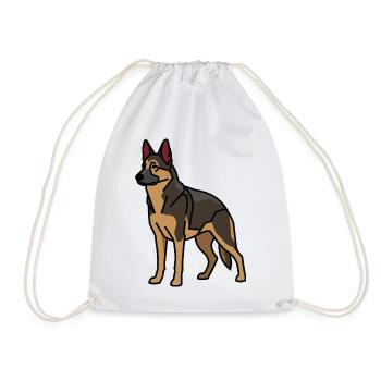 German Shepherd Dog - Drawstring Bag - white - Front
