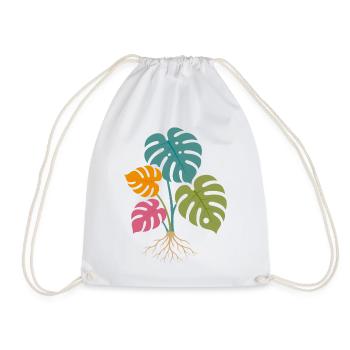 Feuilles de monstera colorées aux racines tropicales - Sac de sport léger - blanc - Devant
