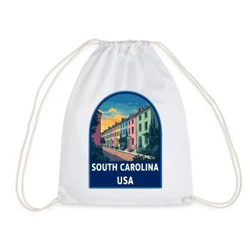 Badge rétro de la rangée arc-en-ciel Charleston de Caroline du Sud - Sac de sport léger - blanc - Devant
