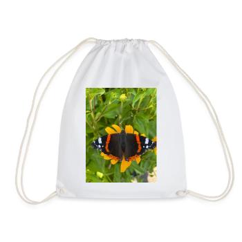 Firewing Butterfly on Yellow Flowers - Drawstring Bag - white - Front
