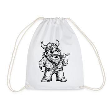 Funny Hippie Viking: Cute Retro Father's Day - Drawstring Bag - white - Front