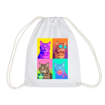 Cats, American, Wirehaired, Cat - Drawstring Bag - white - Front