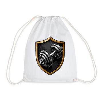 Shield of Power Dumbbell Logo - Drawstring Bag - white - Front