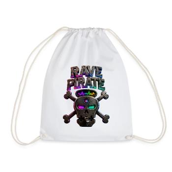Rave Pirate Neon Skull - Drawstring Bag - white - Front