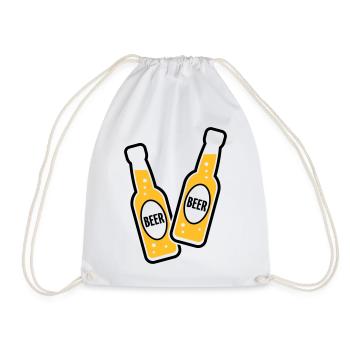 2 Toasting Beer Bottles (Beery / POS 2C) - Drawstring Bag - white - Front