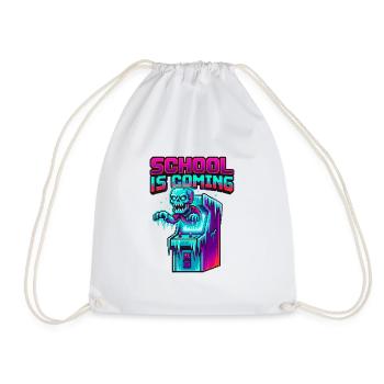 School Is Coming Pixel Zombie Arcade Cabinet - Drawstring Bag - white - Front