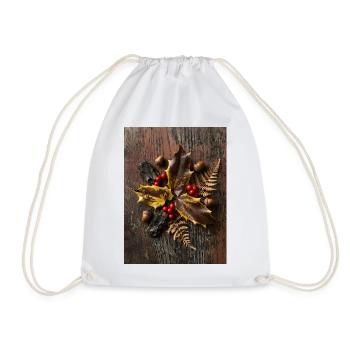 Autumn flat lay composition with holly leaves - Turnbeutel - Weiß - Vorne