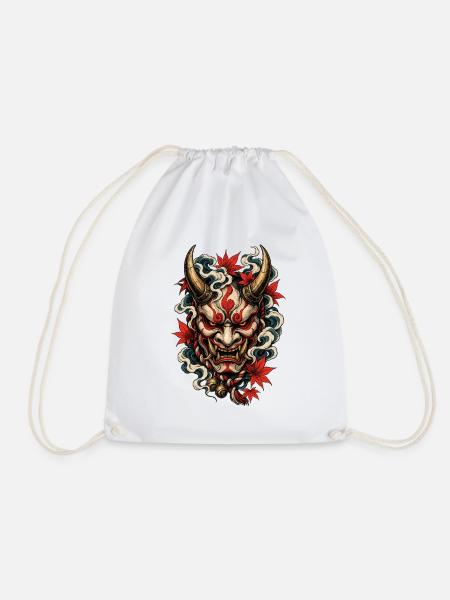 Oni Maske mit Herbstahorn und Rauchwolken - Turnbeutel - Weiß