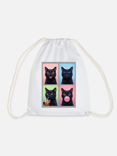 Katzen schwarze Katze - Turnbeutel - Weiß