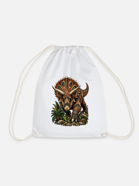 Farbenfroher Triceratops mit Muster - Turnbeutel - Weiß