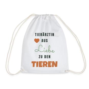Tierärztin aus Liebe zu den Tieren - Geschenk - Turnbeutel - Weiß - Vorne