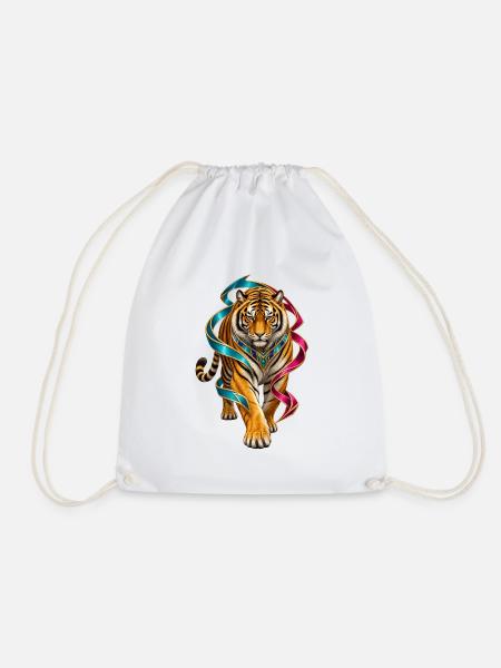 Tiger mit bunten Bändern Ornament - Turnbeutel - Weiß