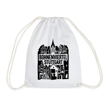 Bohnenviertel Stuttgart Skyline Silhouette - Turnbeutel - Weiß - Vorne
