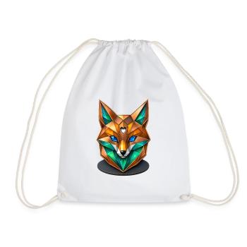Geometrischer Fuchs Kristall Low Poly Design - Turnbeutel - Weiß - Vorne