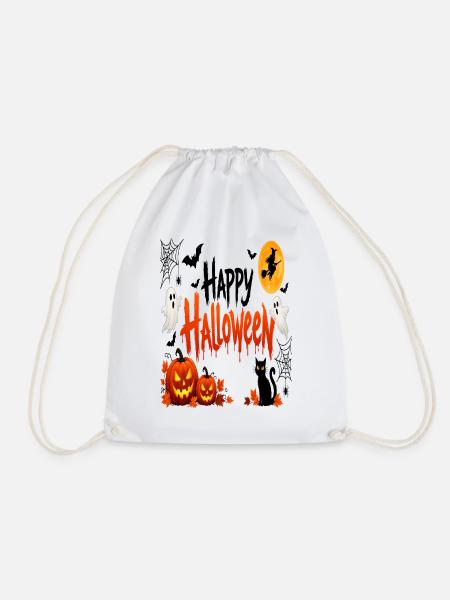 Halloween-Kürbisse & Geister - Turnbeutel - Weiß