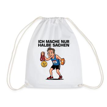 Ich mache nur halbe Sachen – Halbmarathon - Turnbeutel - Weiß - Vorne