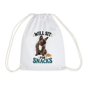 Französische Bulldogge Will Sit For Snacks - Turnbeutel - Weiß - Vorne