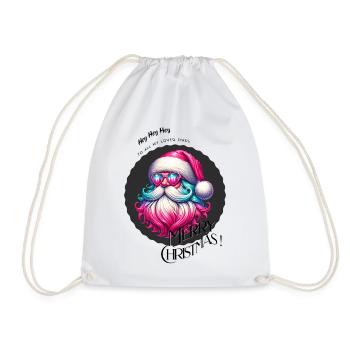 Weihnachtsmann - Fröhliche Weihnachten - Design - Turnbeutel - Weiß - Vorne