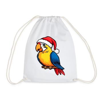 Vogel Weihnachten / Weihnachtsmann Papagei - Turnbeutel - Weiß - Vorne