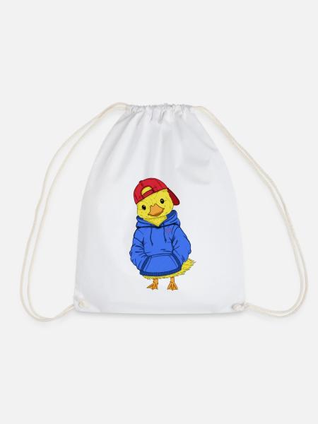 Coole Ente mit Hoodie und Cap - Turnbeutel - Weiß