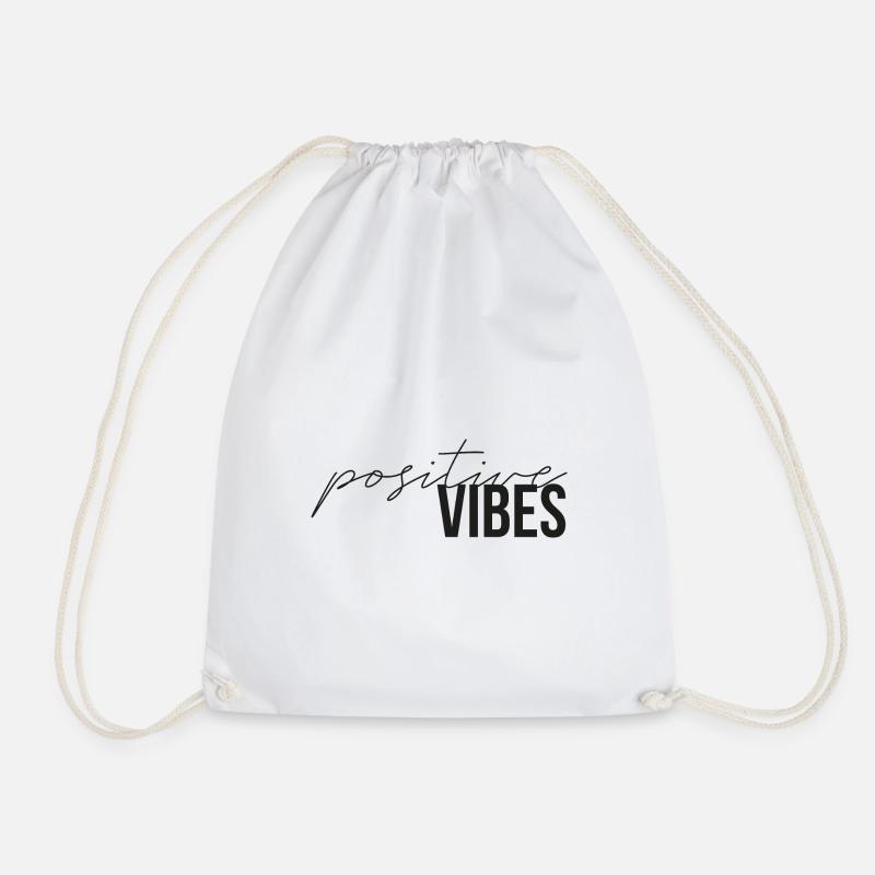positive vibes modern gift - Drawstring Bag - white