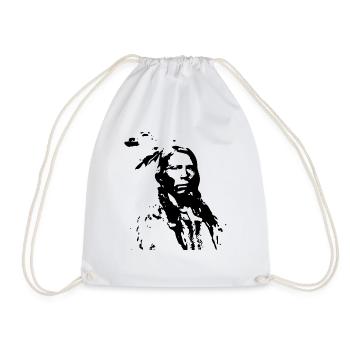 indian indian american tent tent teepee tomahawk - Drawstring Bag - white - Front