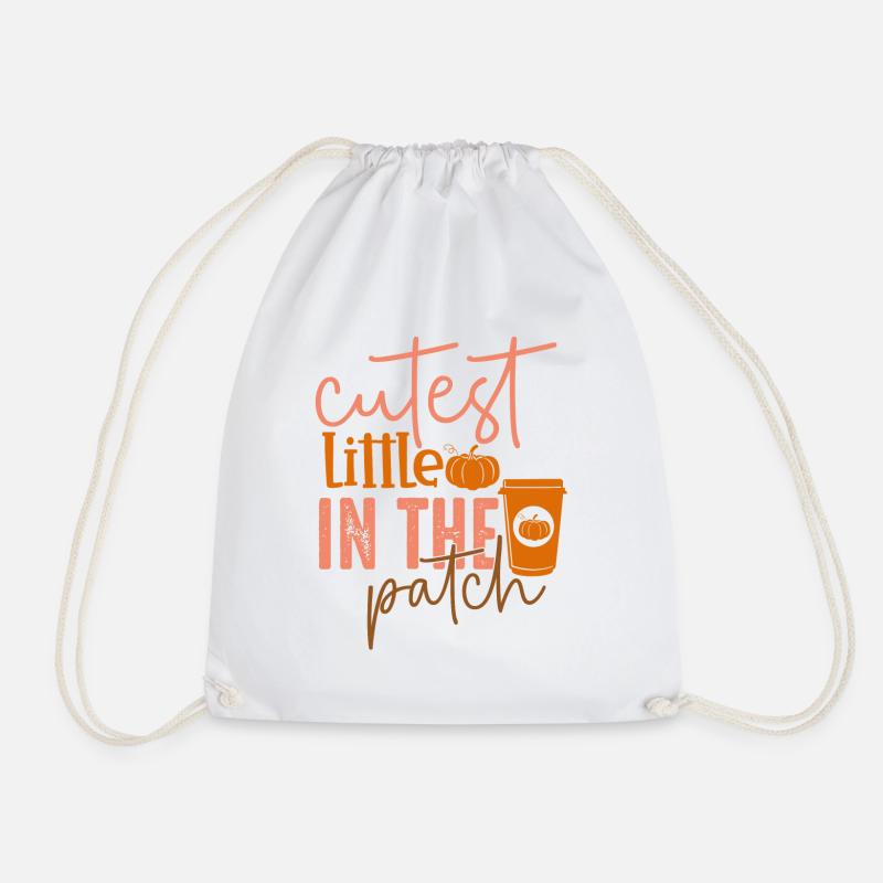 Cutest Little Pumpkin In The Patch - Drawstring Bag - white