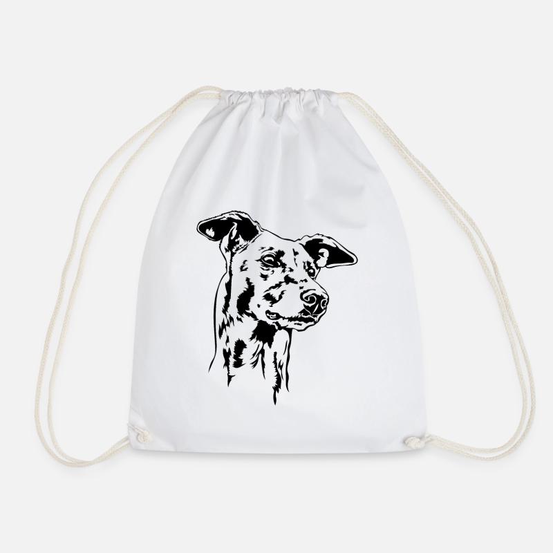 GREYHOUND Portrait Greyhound Greyhounds Wilsigns - Drawstring Bag - white