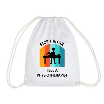 Physical Therapist Humorous Gift Saying Funny - Drawstring Bag - white - Front