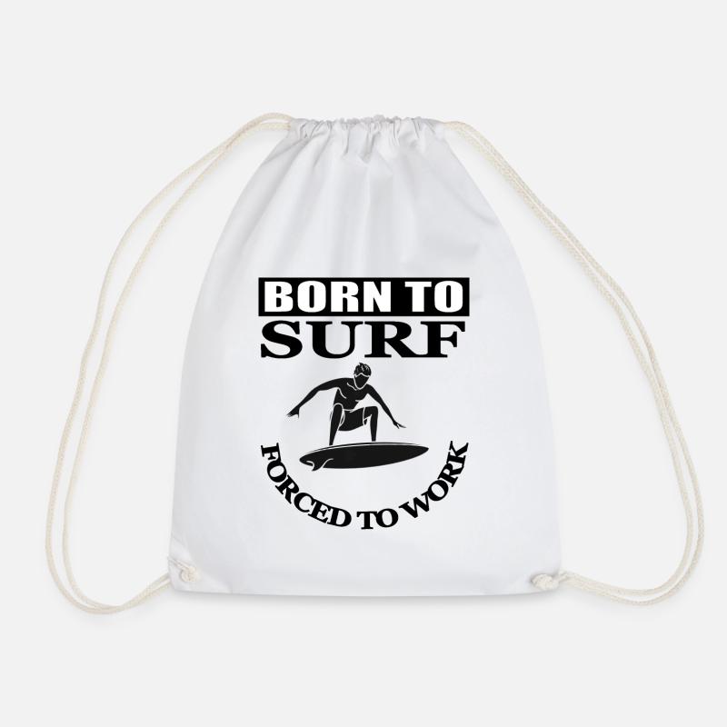 ich bin geboren zu surfen Surfbrett Geschenkidee - Turnbeutel - Weiß