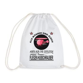 Hubschrauber fliegen Pilot Spruch Geschenkidee - Turnbeutel - Weiß - Vorne