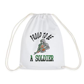 I am proud soldier military army gift idea - Drawstring Bag - white - Front