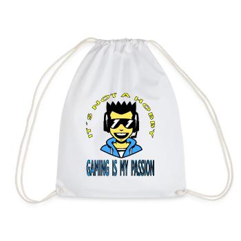 Gamer Gaming is my passion Gift idea - Drawstring Bag - white - Front