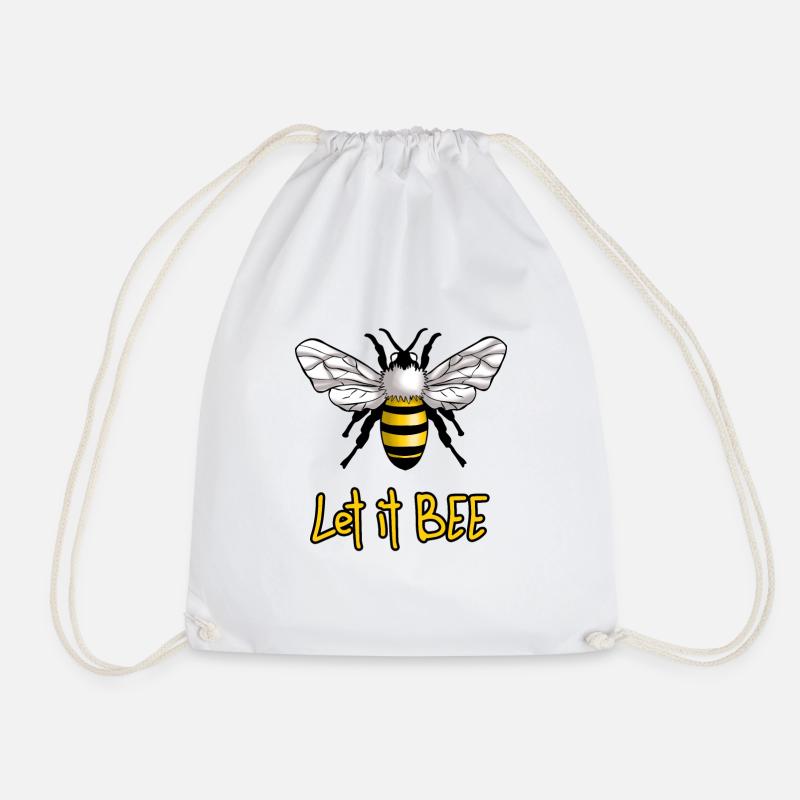 Let it bee bee - Drawstring Bag - white