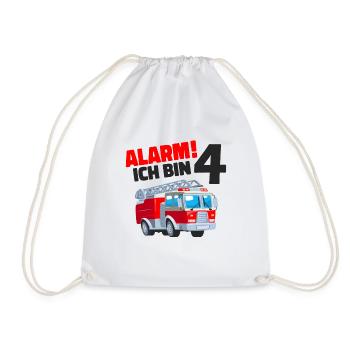 4. Geburtstag Feuerwehr - Turnbeutel - Weiß - Vorne