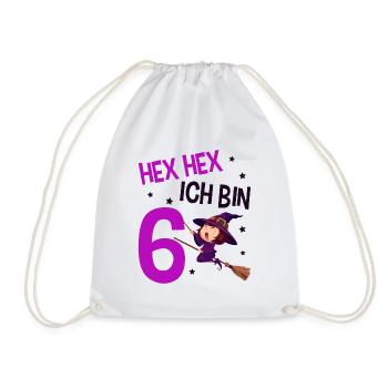 6. Geburtstag Hexe - Turnbeutel - Weiß - Vorne